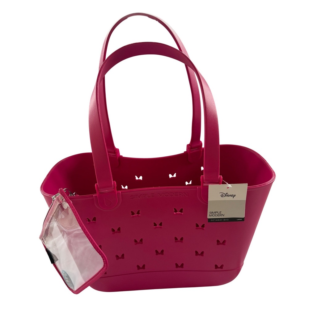 Simple Modern Disney Getaway Bag Large Pink Minnie Mouse Bow Rubber Tote New